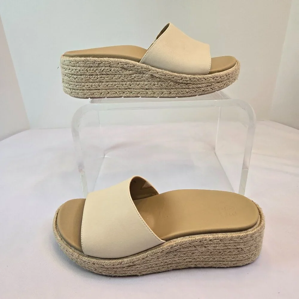 ABEO Solstice Slide Platform Sandals, Slip On/Espadrilles Orthotic Sz: 7.5 Cream